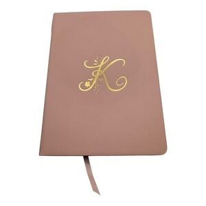 Noia Monogram Journal ‘K’‎ Pink Faux Leather Hardcover Notebook with Gold Foil